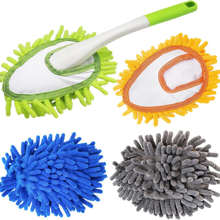 Cloth brush - Microfiber cloth - Hand-washable cloth - With 4 replaceable microfiber heads - Can be used wet and dry - Removable cleaning accessories - Suitable for office, car, windows, furniture and walls.