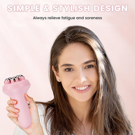 Massager - Portable Lymph Massage Roller - Neck Roller - Massage Tool - Helps Release Muscles, Face and Body - Face Roller - Facial Gua Sha Set (pink).