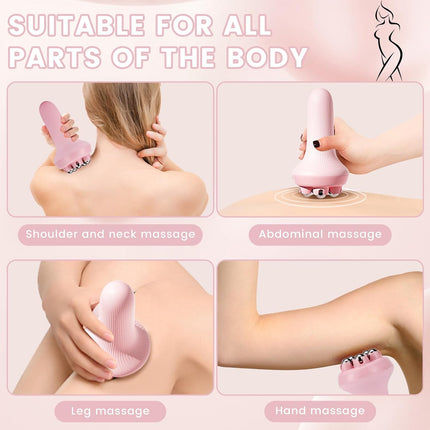 Massager - Portable Lymph Massage Roller - Neck Roller - Massage Tool - Helps Release Muscles, Face and Body - Face Roller - Facial Gua Sha Set (pink).