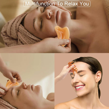Massager - Portable Lymph Massage Roller - Neck Roller - Massage Tool - Helps Release Muscles, Face and Body - Face Roller - Facial Gua Sha Set (pink).