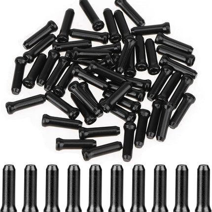 Bike Cable End Caps - 50 Pieces - Black - Bike Cable End Caps - Brake and Gear Cable Tips for Bikes.