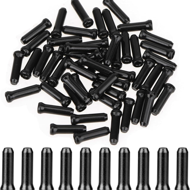 Bike Cable End Caps - 50 Pieces - Black - Bike Cable End Caps - Brake and Gear Cable Tips for Bikes.