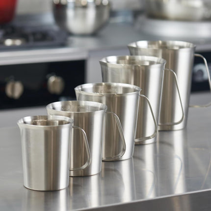 Stainless Steel Measuring Jug - 304 Stainless Steel - with Handle and Spout - Metal Pitcher with oz and ml Markings - 64 oz / 2 Litres (8 Cups) - Extra Strong Pitcher.