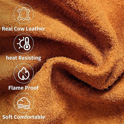 Cowhide arm protector with Velcro - Leather welding sleeve - Real cowhide arm protector - Welding sleeve - Suitable for welding work - Unisex - Heat resistant and flame retardant - Arm protection.