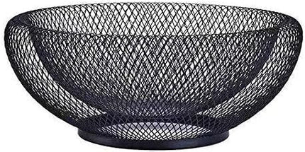Fruit bowl - Mesh fruit bowl - Decorative fruit basket - Metal - Candy bowl - Suitable for kitchen, countertop, dining table, office - 10 inch (black).
