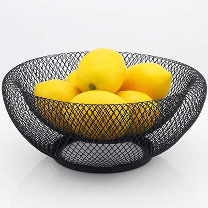 Fruit bowl - Mesh fruit bowl - Decorative fruit basket - Metal - Candy bowl - Suitable for kitchen, countertop, dining table, office - 10 inch (black).