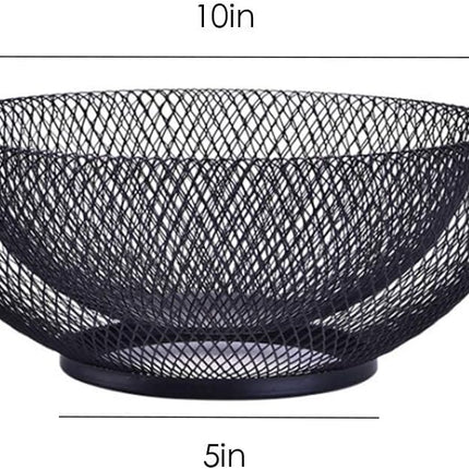 Fruit bowl - Mesh fruit bowl - Decorative fruit basket - Metal - Candy bowl - Suitable for kitchen, countertop, dining table, office - 10 inch (black).