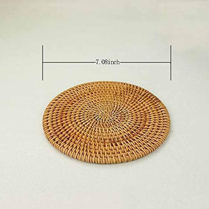 Isolation mat - Woven mat - 4 pieces - Rattan mat for hot dishes - 18 cm - Anti-burn coasters - Handmade coasters - Eco-friendly coasters - Tea accessories.