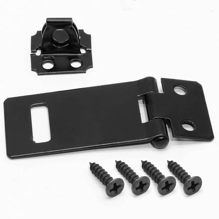 Biaungdo 2 Inch Padlock Hasp, 4 Pcs Door Slide Latch Lock Security Door Clasp Black Painted Iron Gate Bolt Lock Hasp with Screws for Door Gate, Home, Garden, Yard(Black).