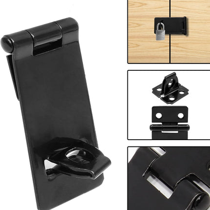 Biaungdo 2 Inch Padlock Hasp, 4 Pcs Door Slide Latch Lock Security Door Clasp Black Painted Iron Gate Bolt Lock Hasp with Screws for Door Gate, Home, Garden, Yard(Black).