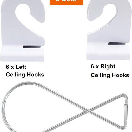 Biaungdo 6 Pairs Drop Ceiling Hooks for Hanging, Heavy Duty Ceiling Hanger, Metal T-Bar Hooks, Suspended Ceiling Tile Hook Drop Ceiling Clips for Home Grid Office Decorations Hanging Plants(White).