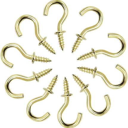 Biaungdo 200 Pcs 1/2" Gold Ceiling Hooks: Metal, Rust Resistant, 200 Mini Screw Hooks for Hanging Lightweight Items.