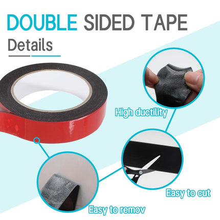 Biaungdo 1 Roll Double Sided Tape Heavy Duty, 155 inch x 1 inch Black Two Sided Mounting Tape, Removable Picture Hanging Adhesive Strips for Poster, Carpet, Walls Decor.