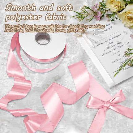 Biaungdo Light Pink Satin Ribbon 1-1/2 Inch, 60 Yards Silk Ribbon for Gift Wrapping, Silky Polyester Fabric for Crafts Wedding Flower Bouquet Party Bows Making Decoration.