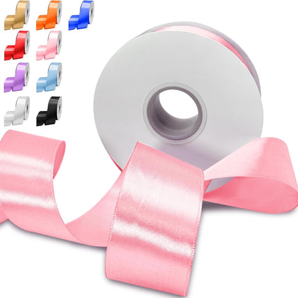 Biaungdo Light Pink Satin Ribbon 1-1/2 Inch, 60 Yards Silk Ribbon for Gift Wrapping, Silky Polyester Fabric for Crafts Wedding Flower Bouquet Party Bows Making Decoration.