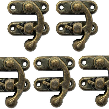 Biaungdo 5pcs Retro Vintage Style Swing Bag Clasp Closure Lock Latch for Furniture Wooden Box Jewelry Case Bronze Tone.