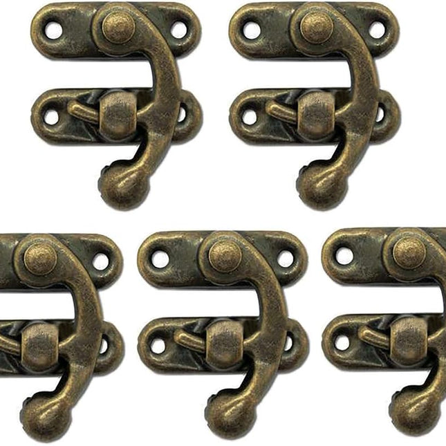 Biaungdo 5pcs Retro Vintage Style Swing Bag Clasp Closure Lock Latch for Furniture Wooden Box Jewelry Case Bronze Tone.