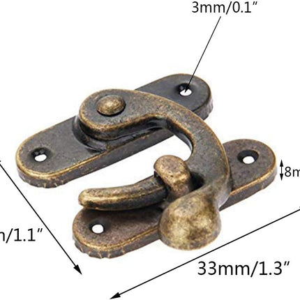 Biaungdo 5pcs Retro Vintage Style Swing Bag Clasp Closure Lock Latch for Furniture Wooden Box Jewelry Case Bronze Tone.
