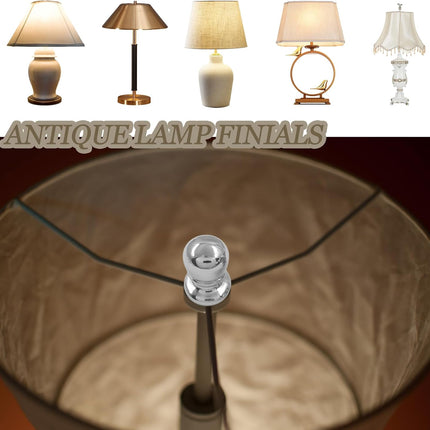 Biaungdo 2 Pcs Ball Lamp Finial Cap Knob, Silver Lamp Shade Screw Cap Top Lamps Decoration for Lamps Shade Holder, 1/4-27 Inch, Silver.