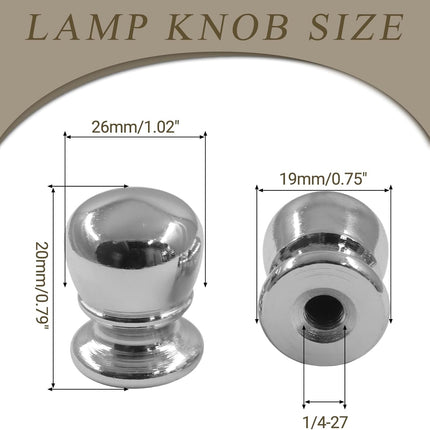 Biaungdo 2 Pcs Ball Lamp Finial Cap Knob, Silver Lamp Shade Screw Cap Top Lamps Decoration for Lamps Shade Holder, 1/4-27 Inch, Silver.