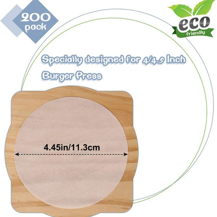 Hamburger Patty Paper Round 4.5 Inch, Set of 200, Non Stick Patty Paper Sheets for Burger Press, Patty Serperate and Cake Baking(5.5/6/7/8/9/10/12inch Available).
