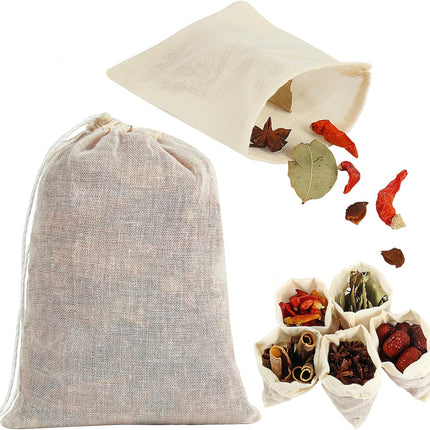 YQL Spice Bags for Cooking,30PCS 4x6 Inch Muslin Bags with Drawstring Tea Filter Bags Cheesecloth Bags for Straining Reusable Natural Cotton Sachet/Herb Bags.