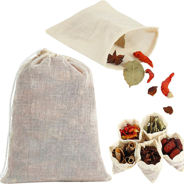 YQL Spice Bags for Cooking,30PCS 4x6 Inch Muslin Bags with Drawstring Tea Filter Bags Cheesecloth Bags for Straining Reusable Natural Cotton Sachet/Herb Bags.