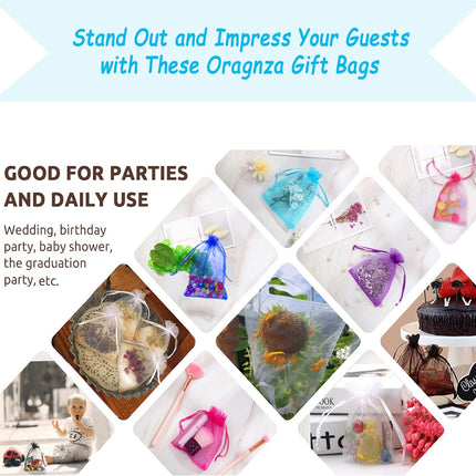 50Pcs White Organza Bags 3x4 Inch, Small Sheer Wedding Party Favor Bags with Drawstring, Mesh Jewelry Gift Bags Christmas Candy Pouches.