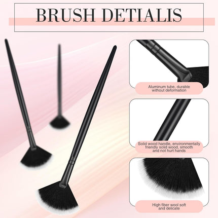 12 Pcs Soft Facial Fan Brush Blush Makeup Brush Face Mask Acid Applicator Multi Use Cosmetic Tools for Peel Mask Makeup for Mud Cream(Black).
