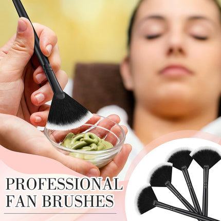 12 Pcs Soft Facial Fan Brush Blush Makeup Brush Face Mask Acid Applicator Multi Use Cosmetic Tools for Peel Mask Makeup for Mud Cream(Black).