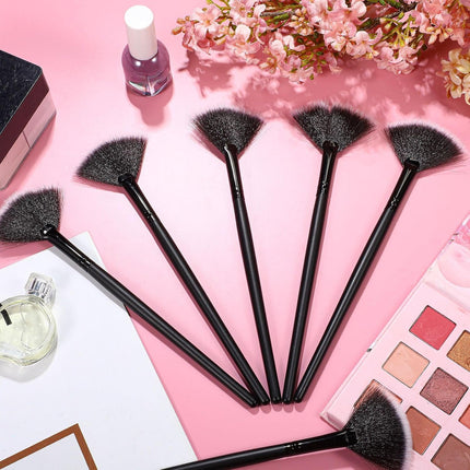 12 Pcs Soft Facial Fan Brush Blush Makeup Brush Face Mask Acid Applicator Multi Use Cosmetic Tools for Peel Mask Makeup for Mud Cream(Black).