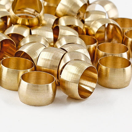 Biaungdo 50 Pcs Brass Compression Fitting, 1/4" Tube OD Compression Sleeves Ferrules Brass Compression Tube Fitting Assortment.