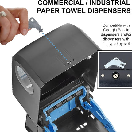 Paper Towel Dispenser Key for Georgia Pacific Commercial Machines - Also Fits GP Toilet Paper and Soap Dispensers, 3-pk.