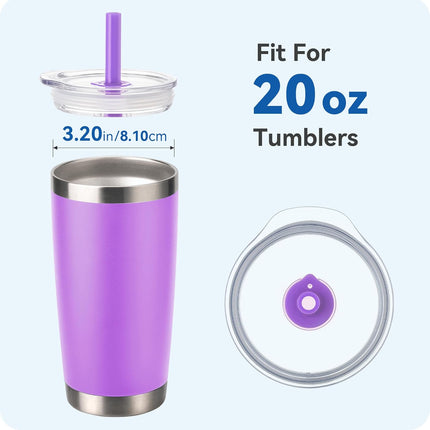 20 oz Straw Lid - Replacement Leak - Proof Cover for 3.2 - inch Press - Fit Cup Mouths of Brands: TEEZWONDER, LEIOH, VIWIS, SUNWILL, NewEleven, MJZAKEFR, AXIARA, Niduilef, SANDJEST(Purple).