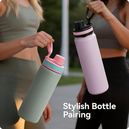 6 Pack Rubber Lid Grip Bands Three Finger Spout Lid, Non-Slip & Multicolor Grip Strap, Fits for Wide Mouth Water Bottle Lid with Detachable Band.