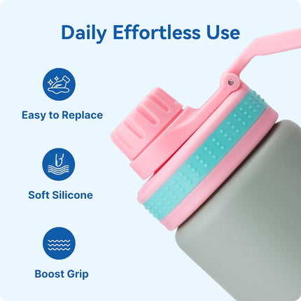 6 Pack Rubber Lid Grip Bands Three Finger Spout Lid, Non-Slip & Multicolor Grip Strap, Fits for Wide Mouth Water Bottle Lid with Detachable Band.