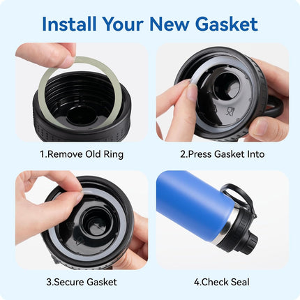Gasket Replacement Three Finger Water Bottle Spout Lid ONLY, 4 Pack Silicone Sealing O Rings, Leak Proof & Precise Fit.