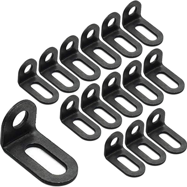 Biaungdo 18x18x30mm/0.7"x0.7"x1.2" Adjustable Right Angle Brackets L-shape Corner Brace Support Black- (15 Pcs).