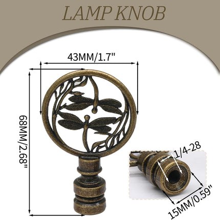 Biaungdo 2 Pack Double Dragonflies Lamp Finial, Antique Bronze Decorative Finial for Lamp Shades, Hollowing Out Lamp Finial Cap Knobs for Table Lamp, Floor Lamp, Lamp Decoration.