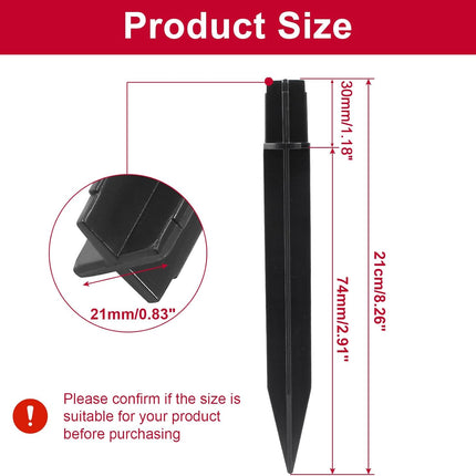 Biaungdo 8 Pcs Ground Spike, 8.25 Inch Black Reinforced Plastic Ground Spikes ABS Lights Replacement Stakes Yard Stakes for Solar Pathway Torch Garden Lights.