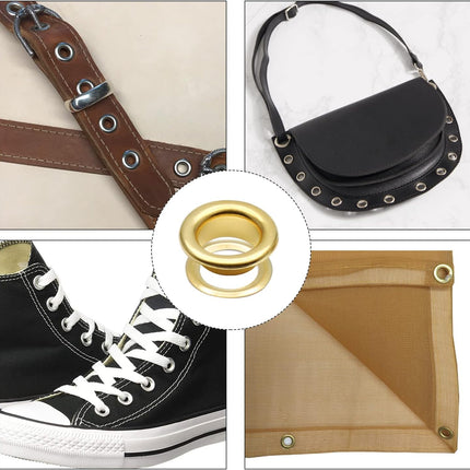 Biaungdo 1/4" Eyelets, Gold Grommets Eyelets, Metal Eyelets with Washers for Canvas, Shoes, Clothing, Fabric, Leather and Bag, 100 Sets (Gold).