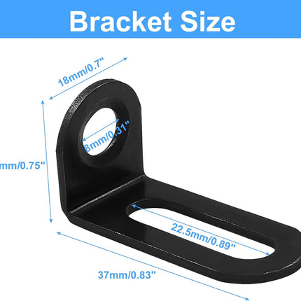 Biaungdo 12 Pcs 18x19x37mm/0.7"x0.75"x1.46" Adjustable Right Angle Brackets L-Shape Corner Brace Support Black.