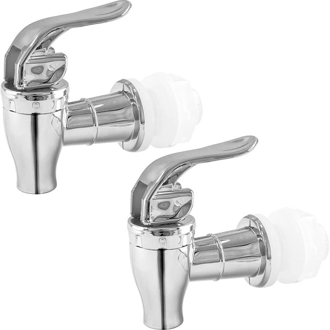 Biaungdo 2 Pcs Replacement Spigot for Beverage Dispenser, Silver Push Style Beverage Dispenser Carafe Spigot Water Dispenser Replacement Spout Faucet.