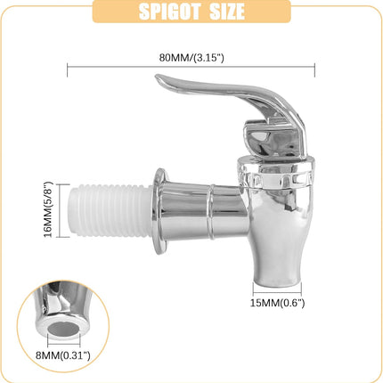 Biaungdo 2 Pcs Replacement Spigot for Beverage Dispenser, Silver Push Style Beverage Dispenser Carafe Spigot Water Dispenser Replacement Spout Faucet.