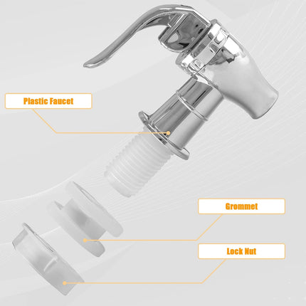 Biaungdo 2 Pcs Replacement Spigot for Beverage Dispenser, Silver Push Style Beverage Dispenser Carafe Spigot Water Dispenser Replacement Spout Faucet.