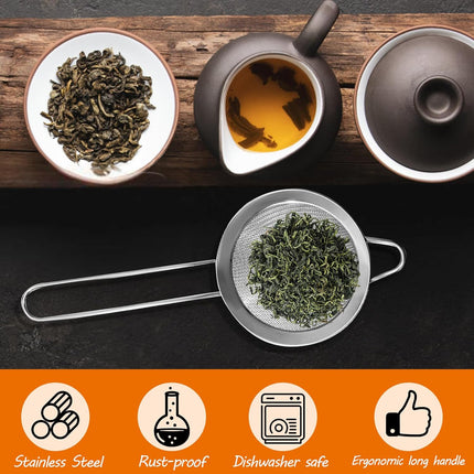Biaungdo 2 Pcs 8.5 cm/3.3 Inch Fine Mesh Strainer, Stainless Steel Tea Strainer Conical Mesh Strainers Sieve for Cocktail, Coffee, Food, Noodles, Tea Filter(Small).