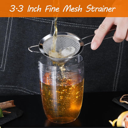 Biaungdo 2 Pcs 8.5 cm/3.3 Inch Fine Mesh Strainer, Stainless Steel Tea Strainer Conical Mesh Strainers Sieve for Cocktail, Coffee, Food, Noodles, Tea Filter(Small).