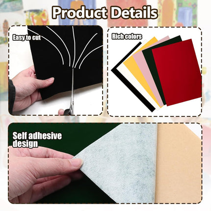 Biaungdo 12 Pcs Self Adhesive Felt Sheets, Dark Green 8 x 12 Inch Felt Fabric Sheet with Adhesive Backing for Arts Crafts Drawer Jewelry Box(A4 Size).