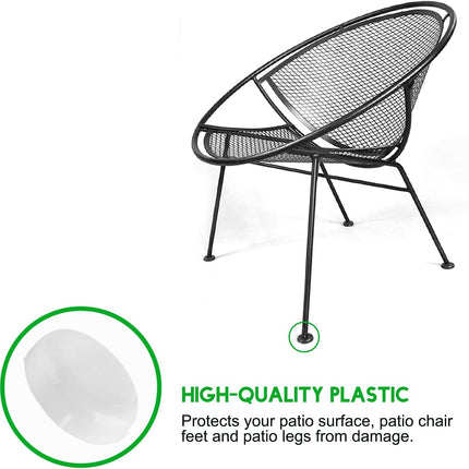 Biaungdo 24 Pack 1.5 Inch Wrought Iron Patio Furniture Feet, Patio Furniture Seating Glides, Round Outdoor Chair Leg Floor Protectors, End Cap Feet Inserts (White).