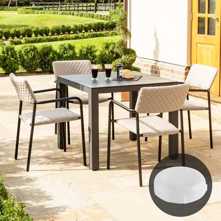 Biaungdo 24 Pack 1.5 Inch Wrought Iron Patio Furniture Feet, Patio Furniture Seating Glides, Round Outdoor Chair Leg Floor Protectors, End Cap Feet Inserts (White).